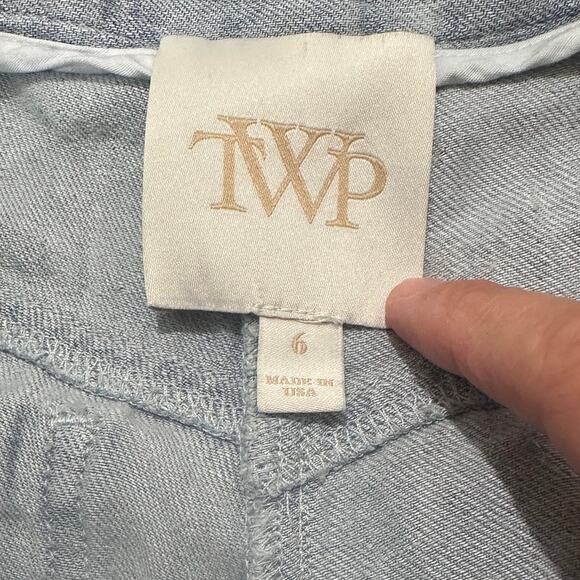 TWP Hemp Wide Leg High Waist Women's Tiny Dancer Light Blue Denim Jeans, 6 - Picture 3 of 9